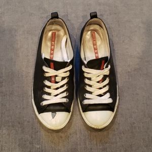 Prada Cap Toe Leather Sneakers